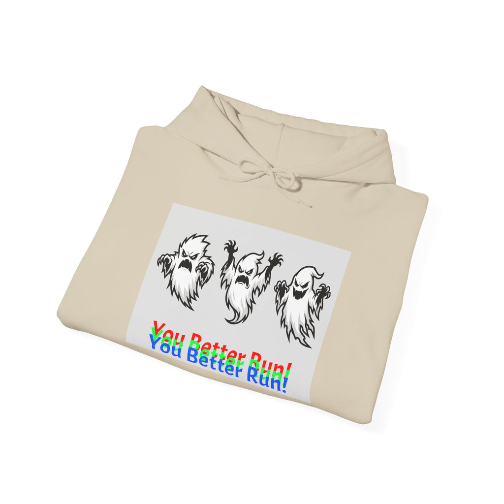 Ghost Trio Hoodie — "You Better Run!" Halloween Horror Sweatshirt