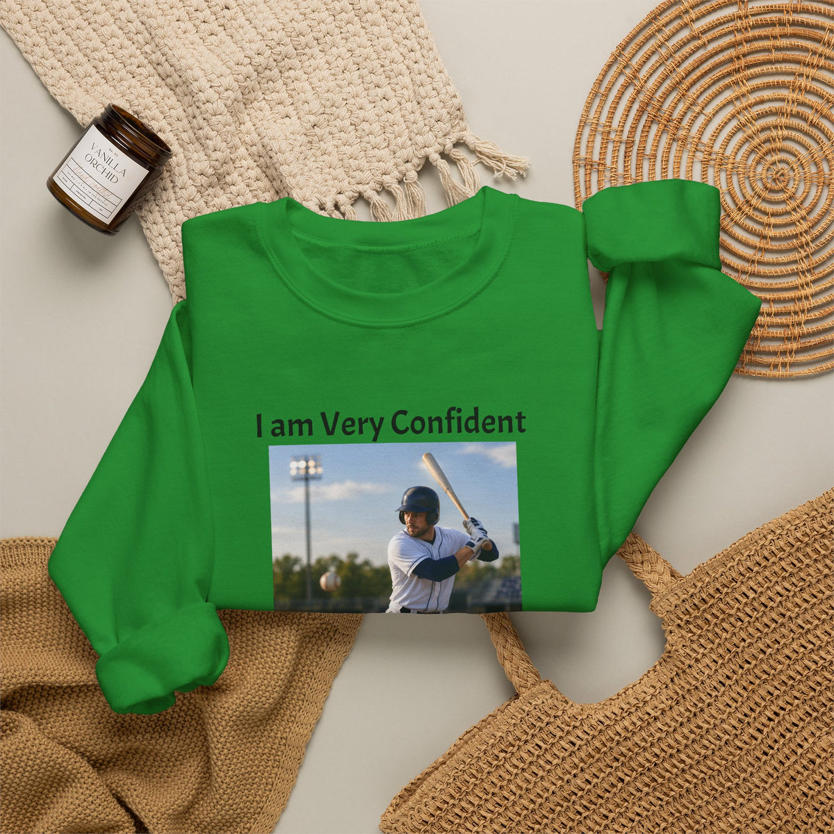 Baseball Photo Crewneck Sweatshirt – "I am Very Confident Until the 27th Out!"