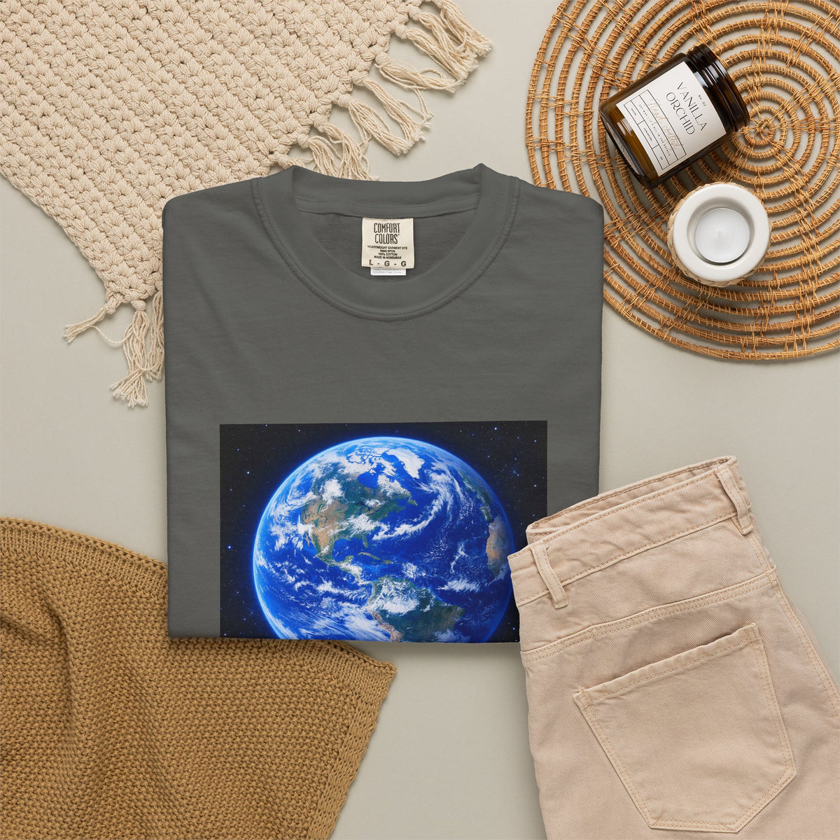 Earth Print T-Shirt — "We Only Get One!" Environmental Awareness Tee