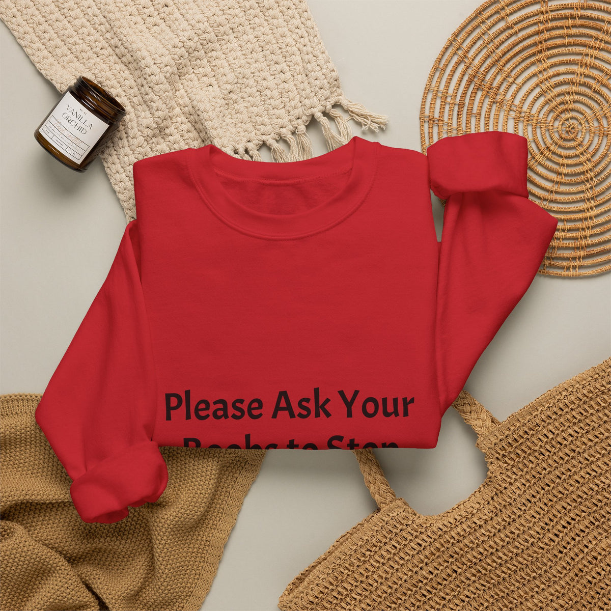Funny Slogan Sweatshirt - "Please Ask Your Boobs to Stop Staring at My Eyes!" Crewneck