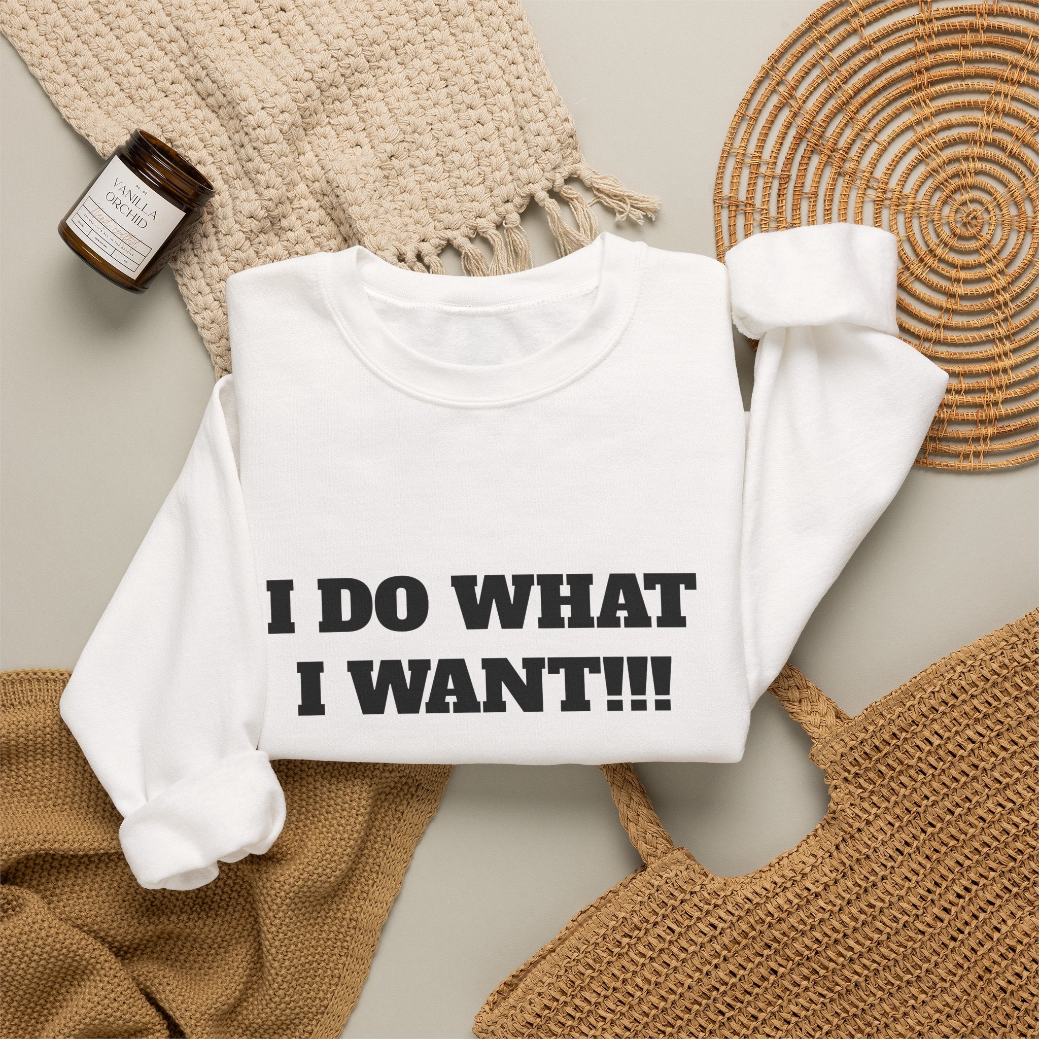 I Do What I Want Crewneck Sweatshirt – Bold Text Statement Pullover