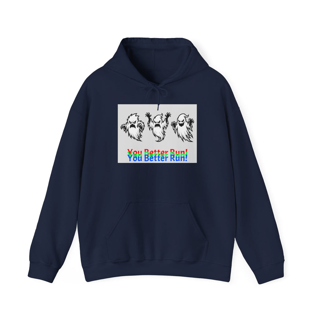 Ghost Trio Hoodie — "You Better Run!" Halloween Horror Sweatshirt