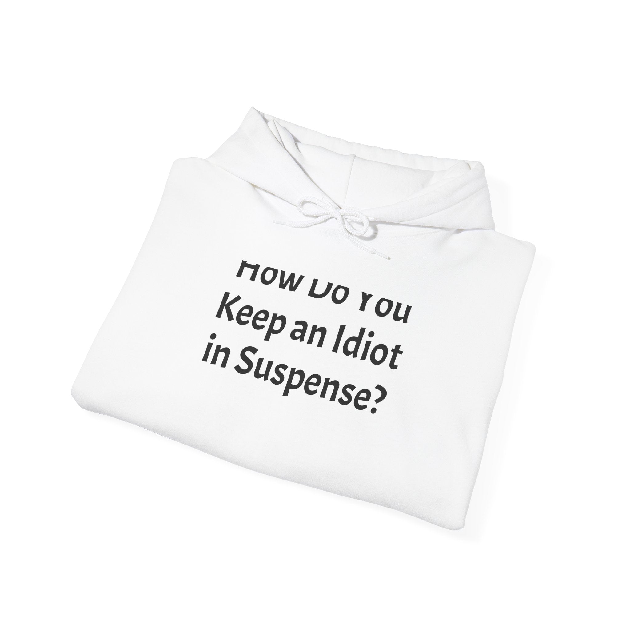 Hoodie — Funny 'How Do You Keep an Idiot in Suspense?' Text Pullover