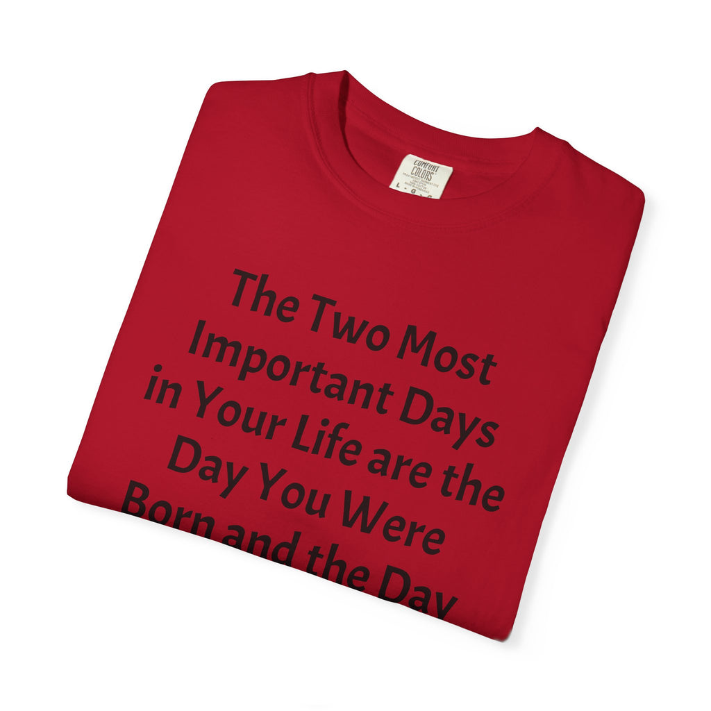 T-Shirt — "The Two Most Important Days" Inspirational Quote Tee