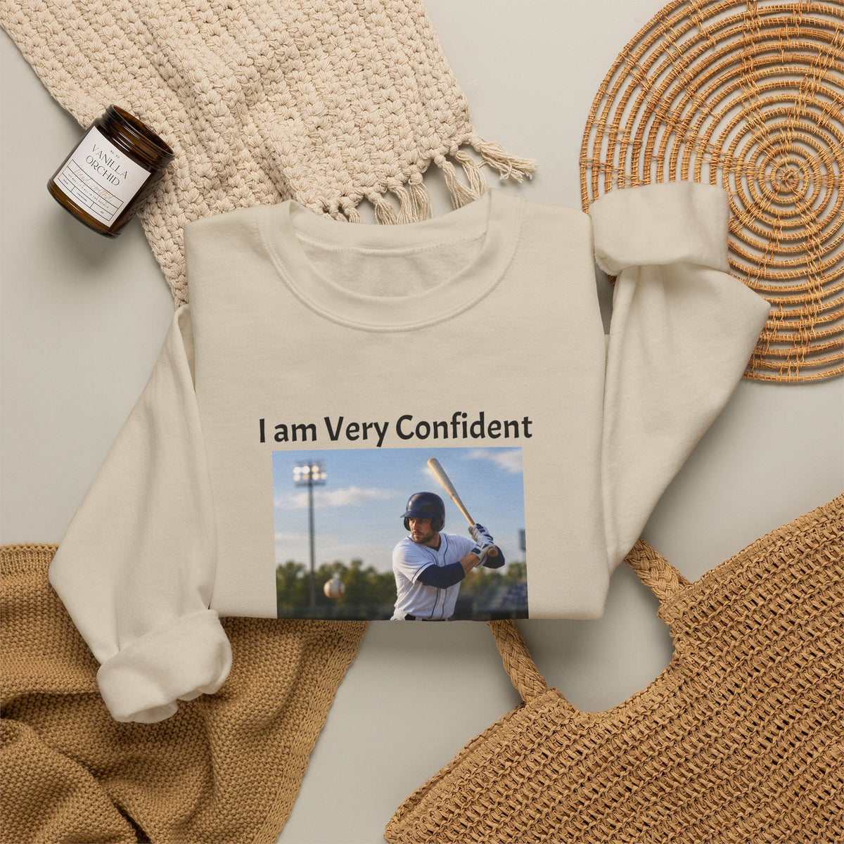 Baseball Photo Crewneck Sweatshirt – "I am Very Confident Until the 27th Out!"