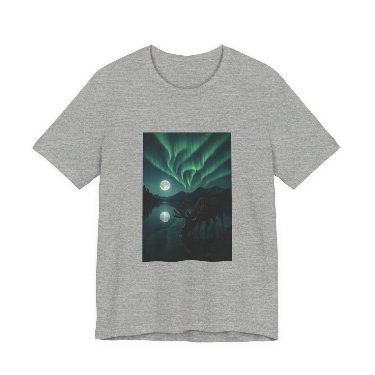 Northern Lights Moose T‑Shirt — Aurora Borealis Wilderness Tee