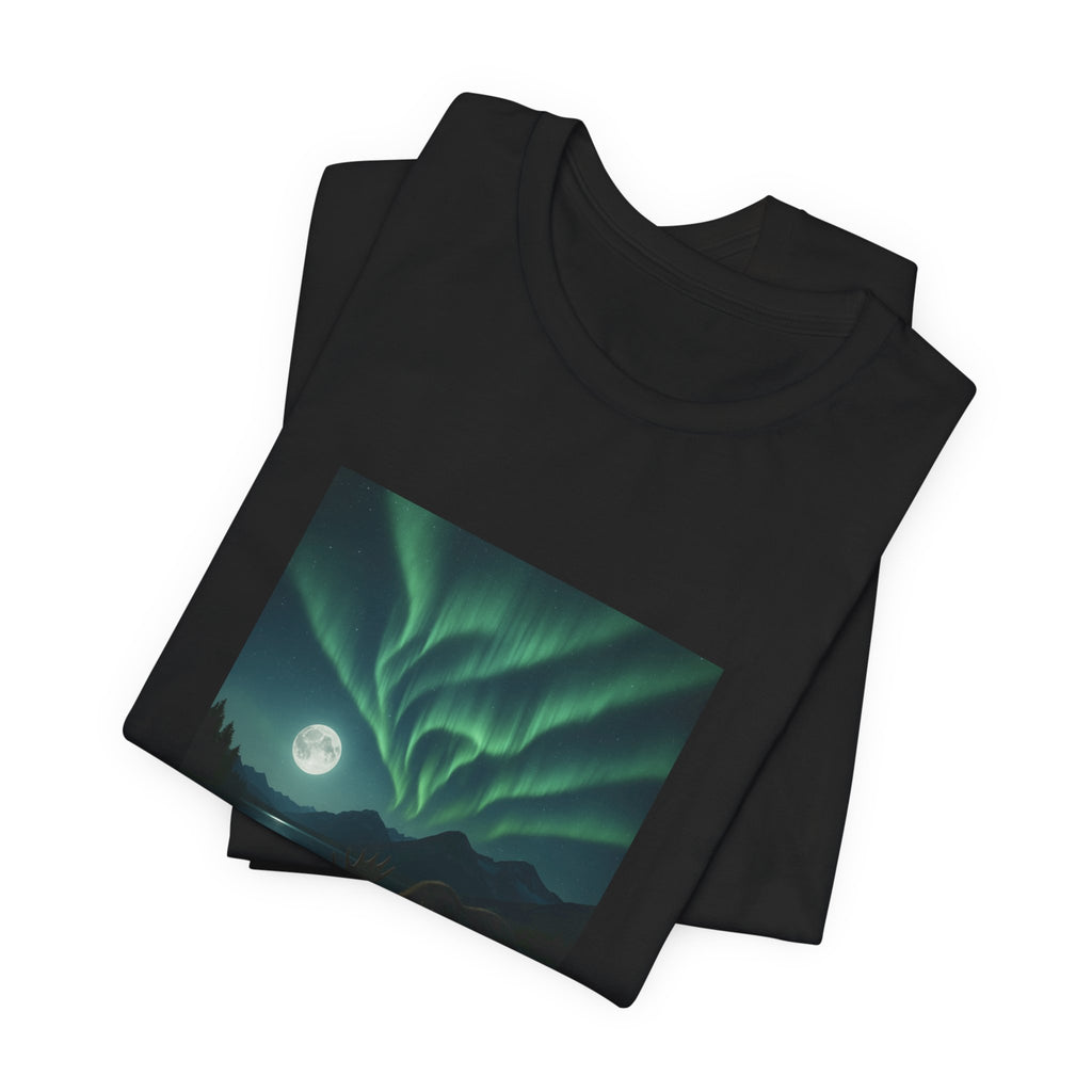 Northern Lights Moose T‑Shirt — Aurora Borealis Wilderness Tee