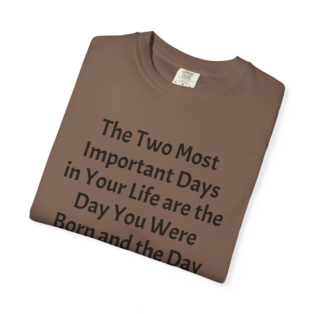 T-Shirt — "The Two Most Important Days" Inspirational Quote Tee