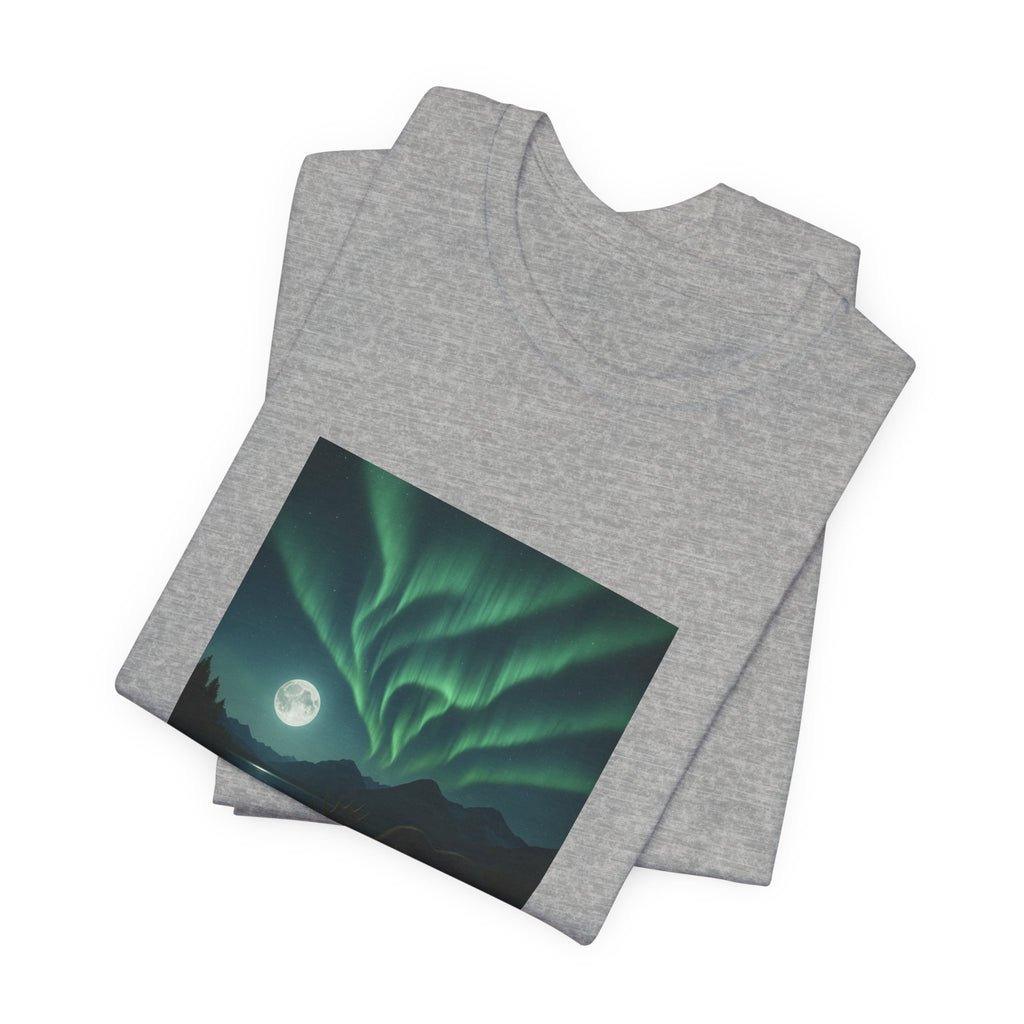 Northern Lights Moose T‑Shirt — Aurora Borealis Wilderness Tee