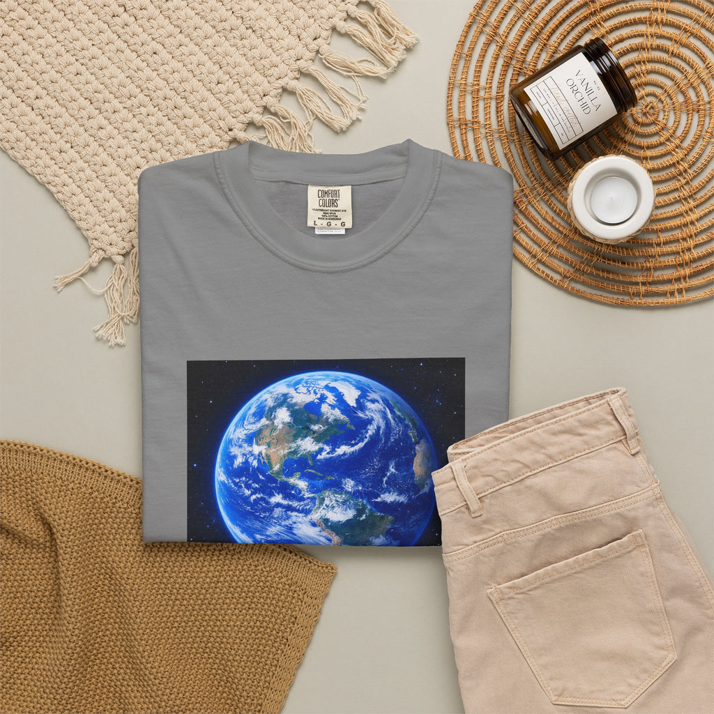 Earth Print T-Shirt — "We Only Get One!" Environmental Awareness Tee