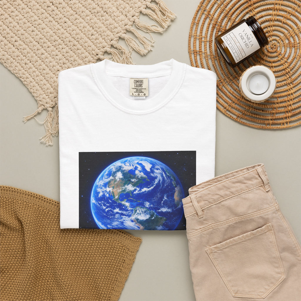 Earth Print T-Shirt — "We Only Get One!" Environmental Awareness Tee