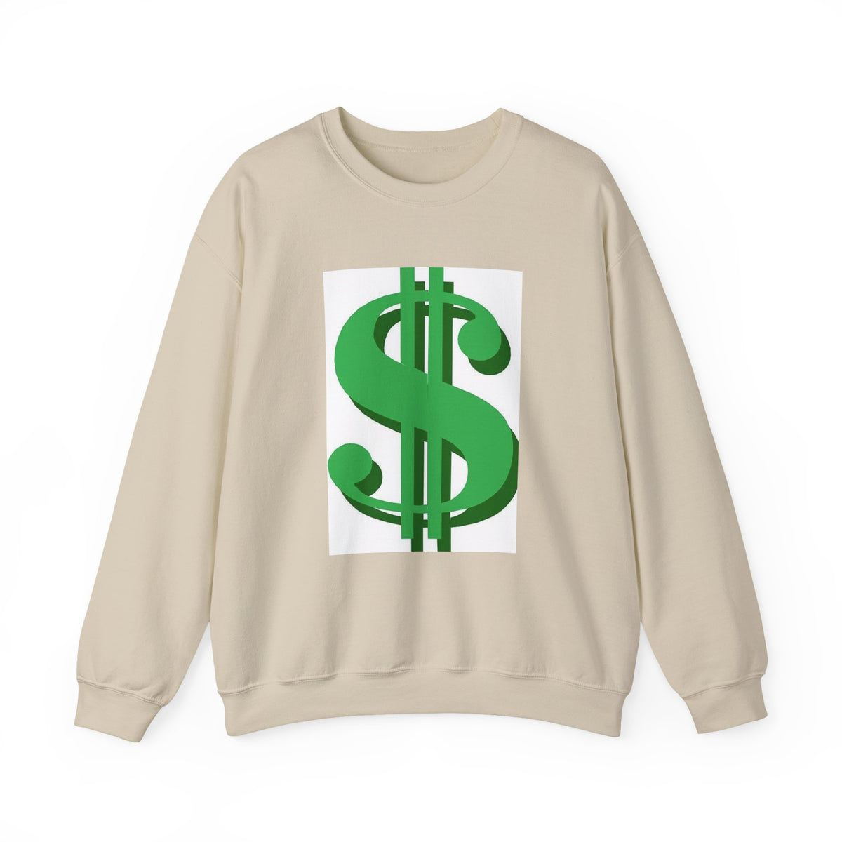 Dollar Sign Crewneck Sweatshirt — Bold Green  Symbol Graphic
