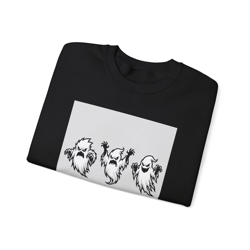 Ghost Trio Crewneck Sweatshirt — "You Better Run!" Halloween Graphic