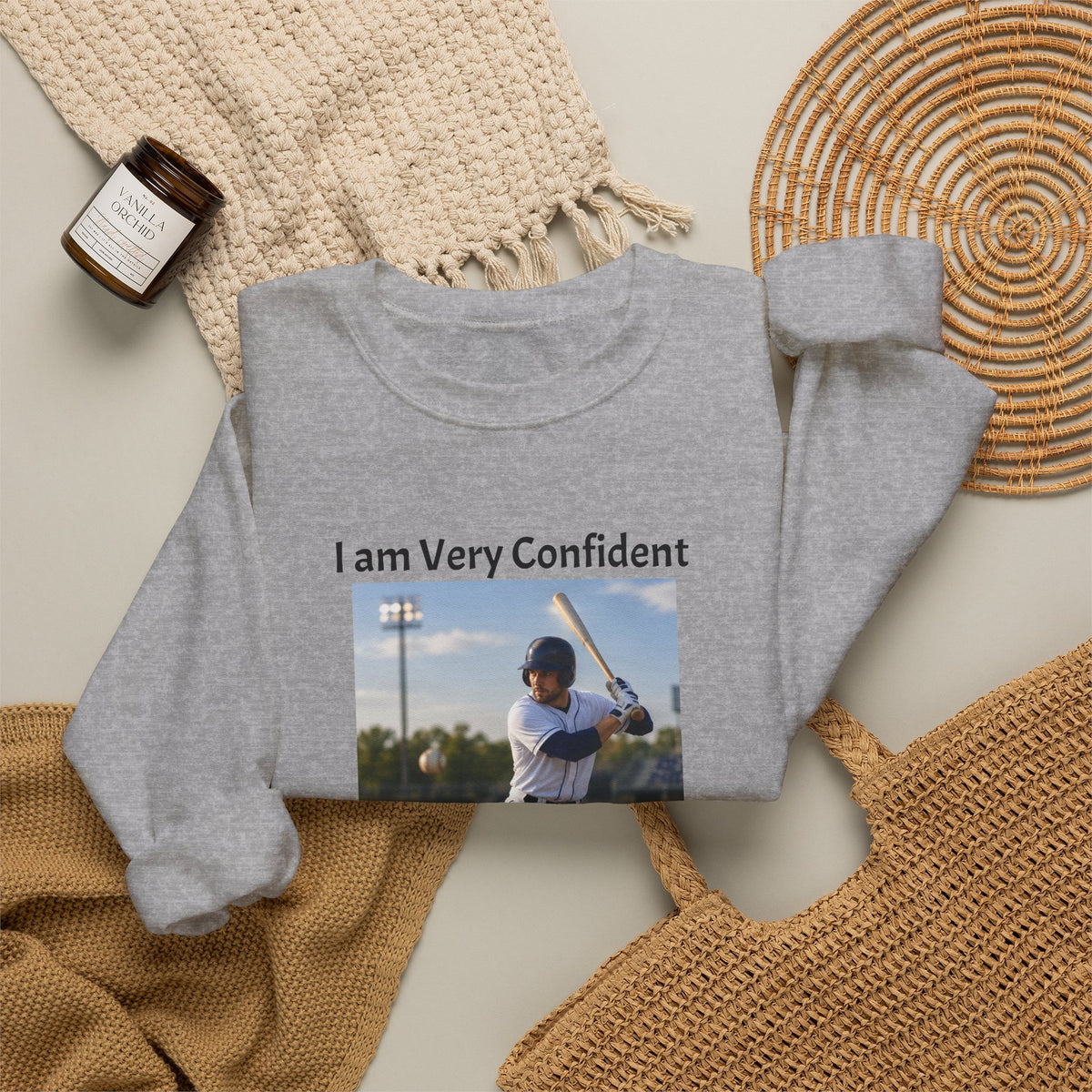 Baseball Photo Crewneck Sweatshirt – "I am Very Confident Until the 27th Out!"