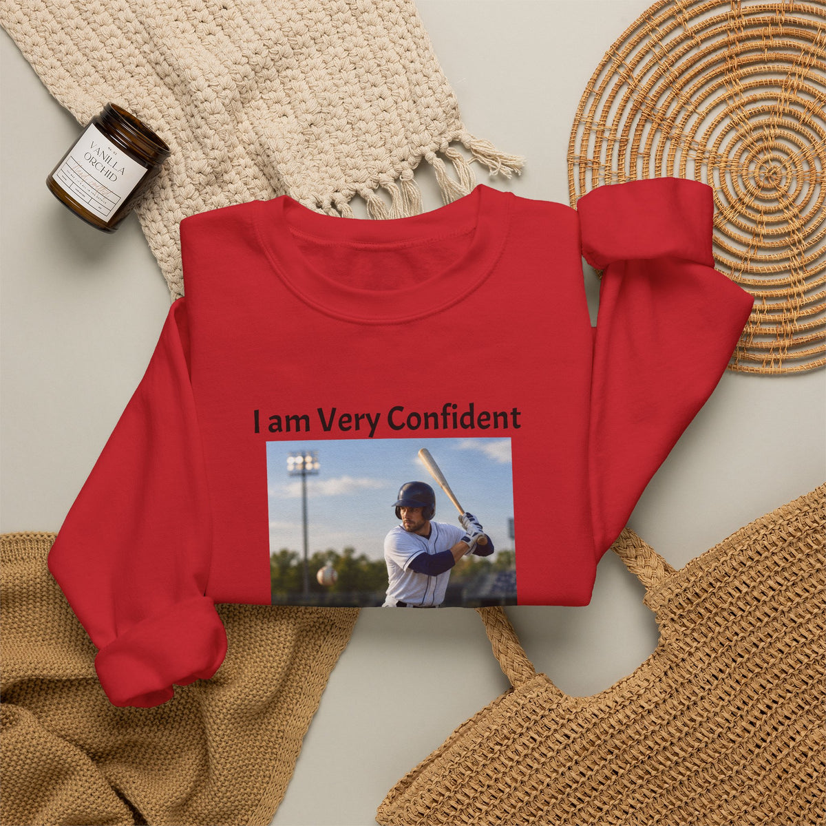 Baseball Photo Crewneck Sweatshirt – "I am Very Confident Until the 27th Out!"