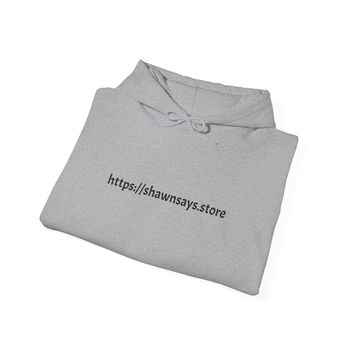 Hoodie with URL Chest Print — https://shawnsays.store Minimalist White Pullover