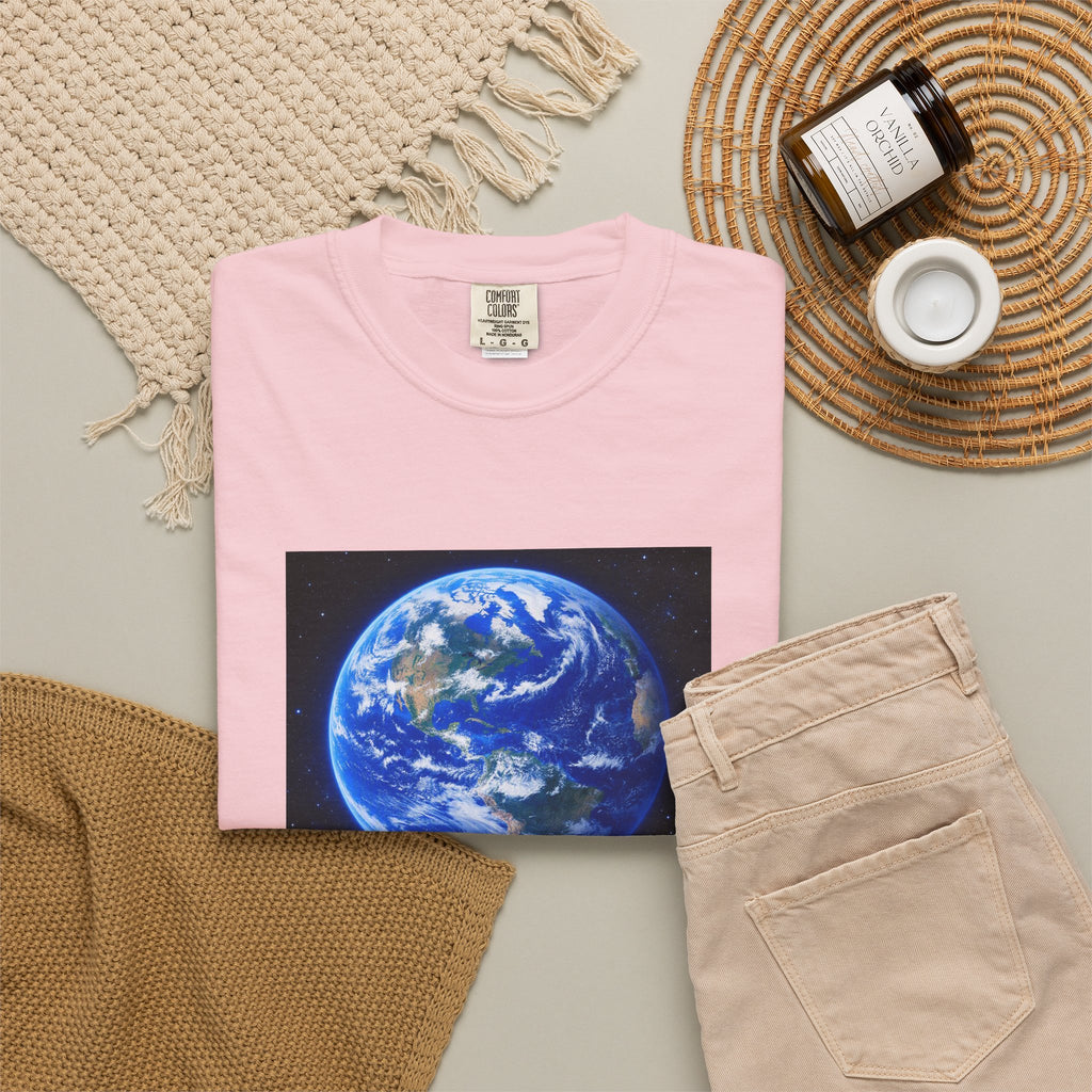 Earth Print T-Shirt — "We Only Get One!" Environmental Awareness Tee