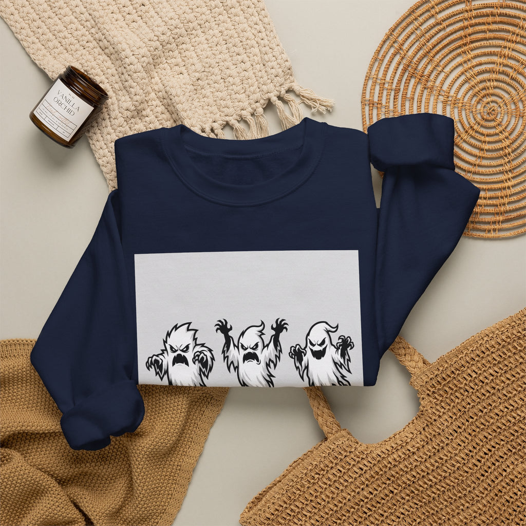 Ghost Trio Crewneck Sweatshirt — "You Better Run!" Halloween Graphic