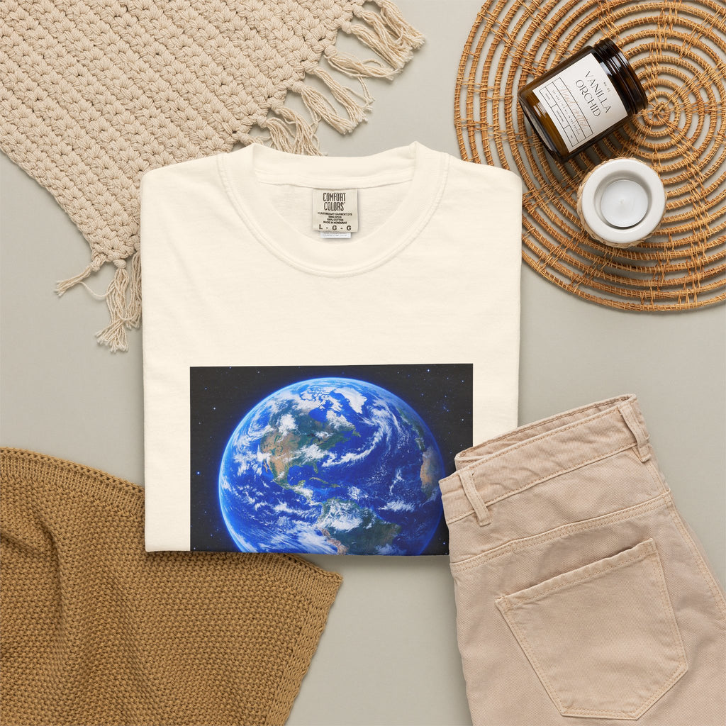 Earth Print T-Shirt — "We Only Get One!" Environmental Awareness Tee
