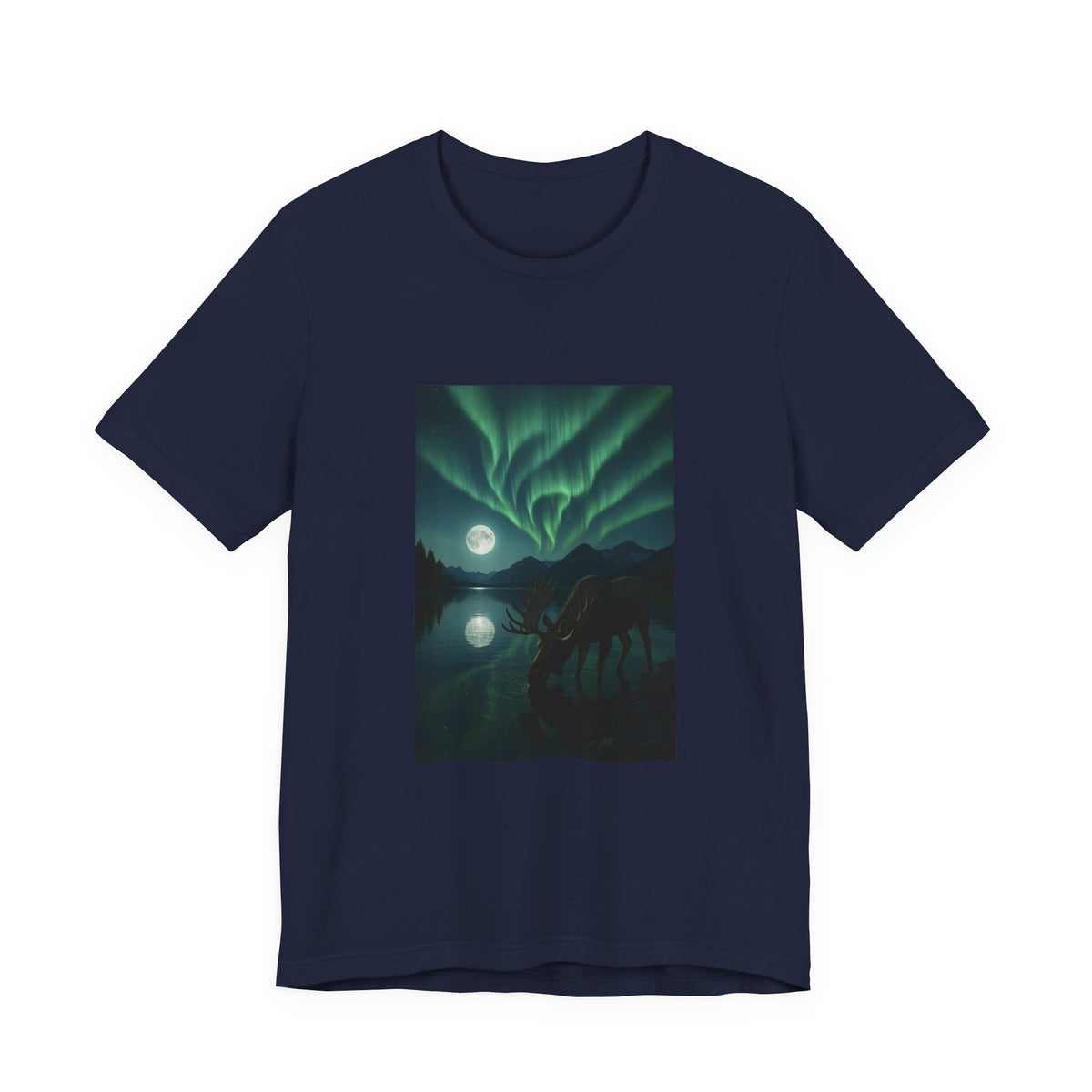 Northern Lights Moose T‑Shirt — Aurora Borealis Wilderness Tee
