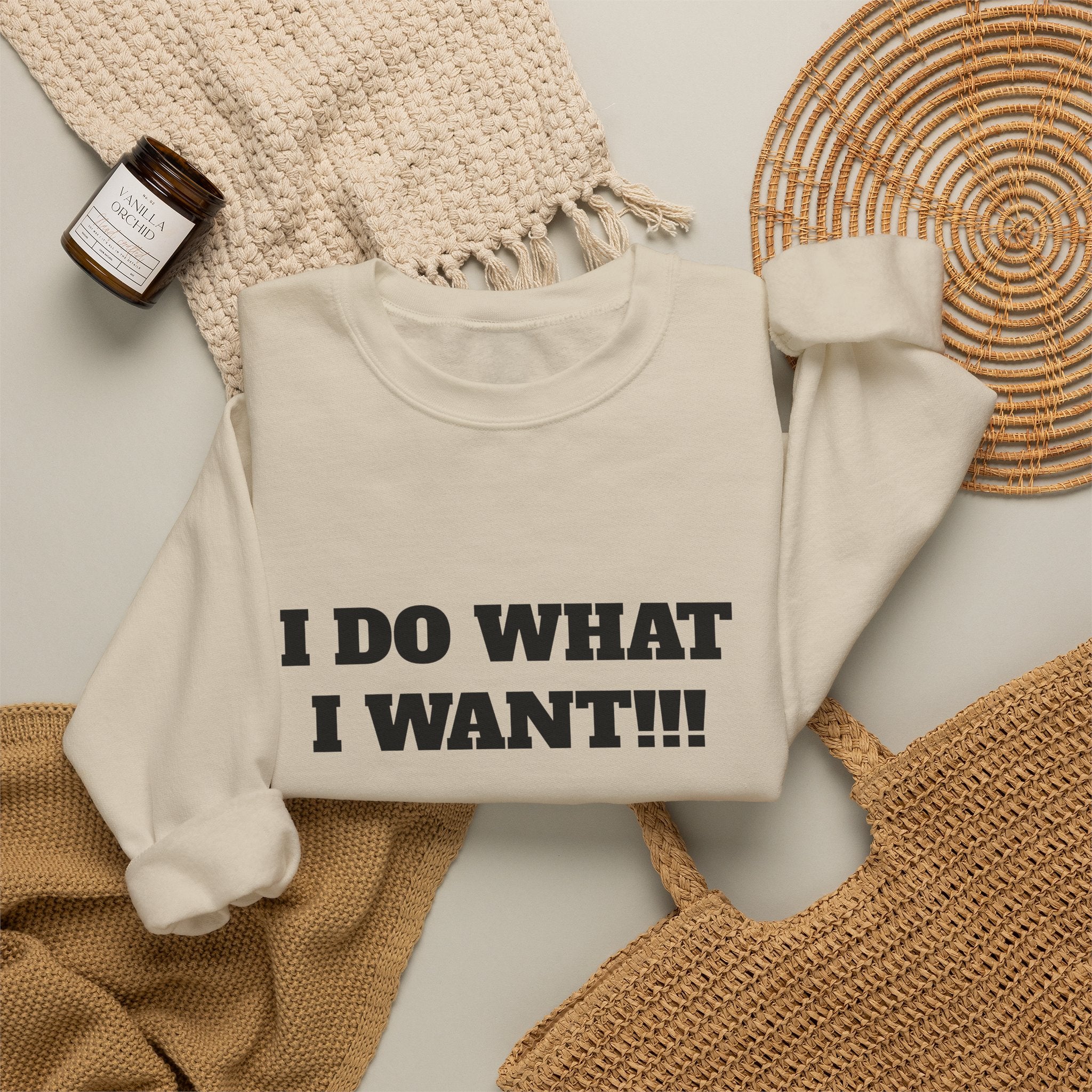I Do What I Want Crewneck Sweatshirt – Bold Text Statement Pullover