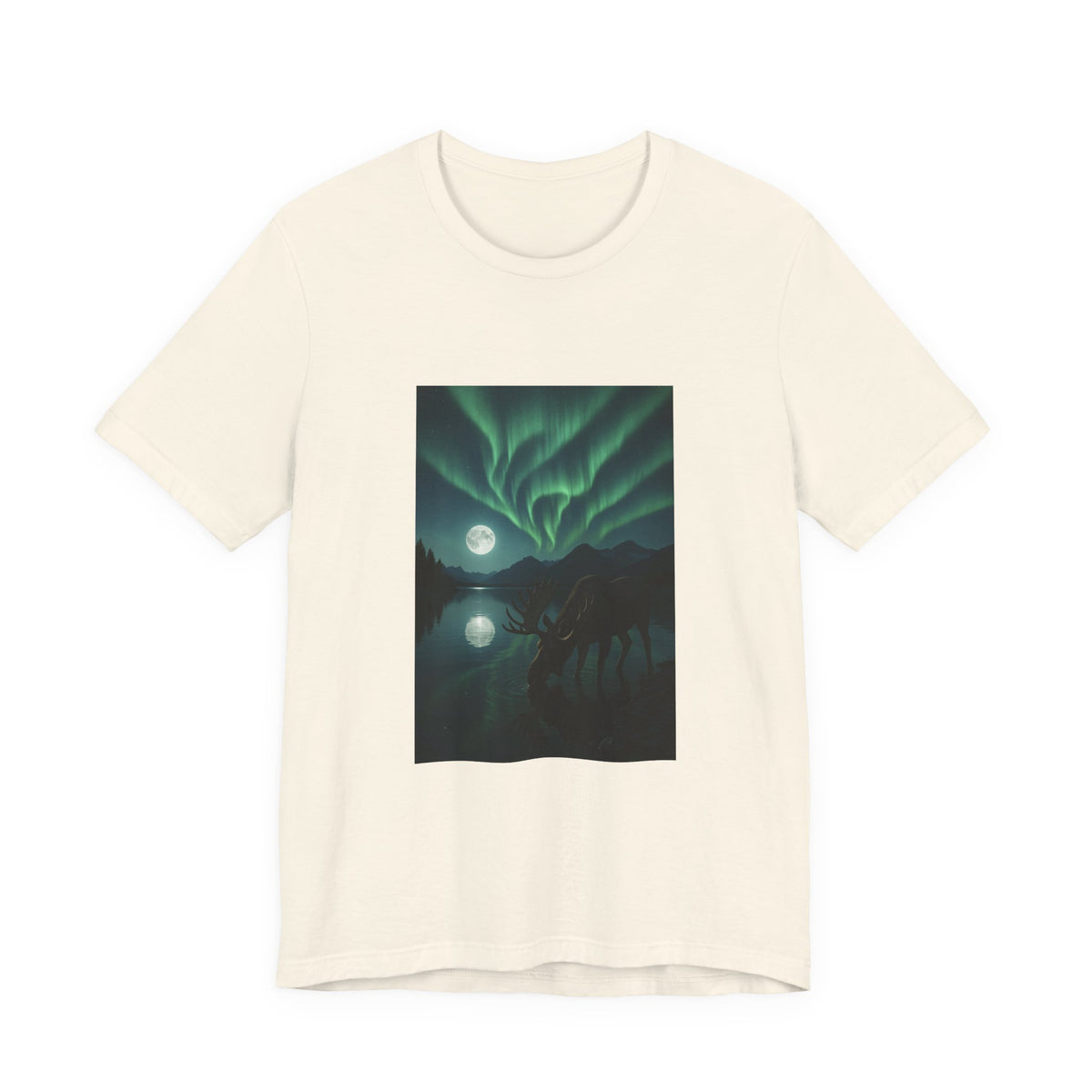 Northern Lights Moose T‑Shirt — Aurora Borealis Wilderness Tee