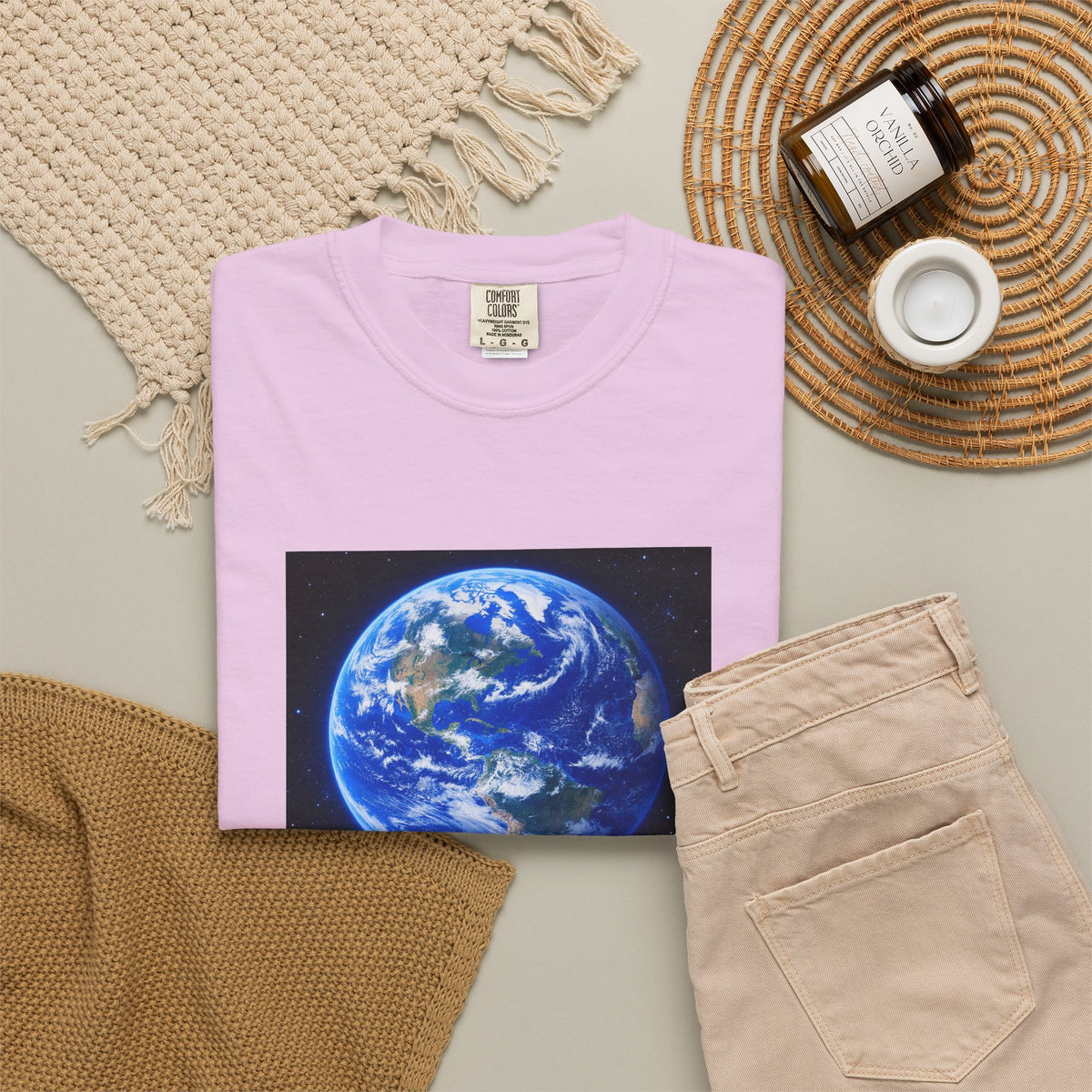 Earth Print T-Shirt — "We Only Get One!" Environmental Awareness Tee