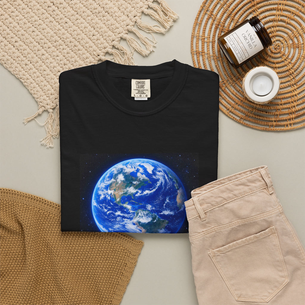Earth Print T-Shirt — "We Only Get One!" Environmental Awareness Tee