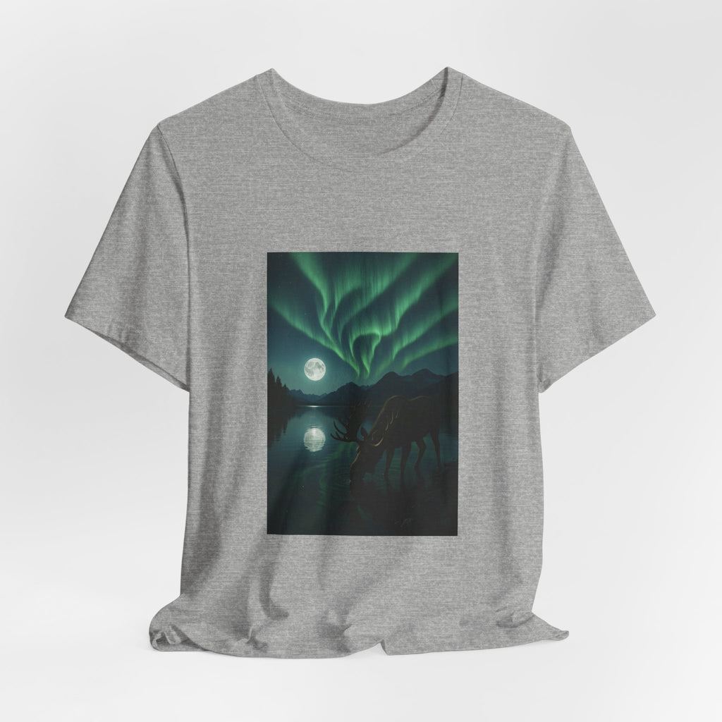 Northern Lights Moose T‑Shirt — Aurora Borealis Wilderness Tee
