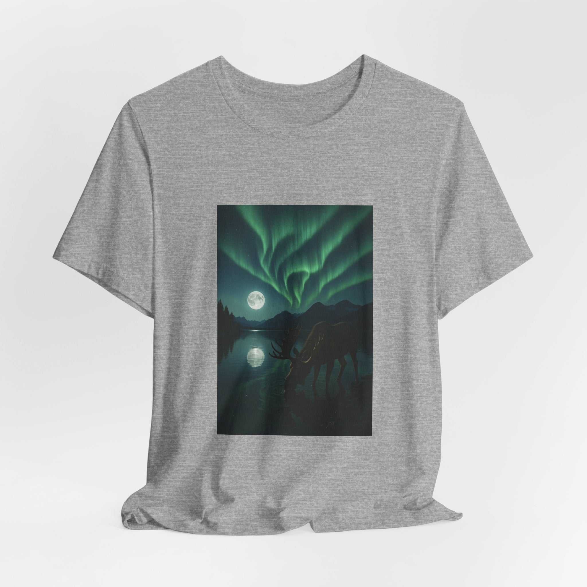 Northern Lights Moose T‑Shirt — Aurora Borealis Wilderness Tee