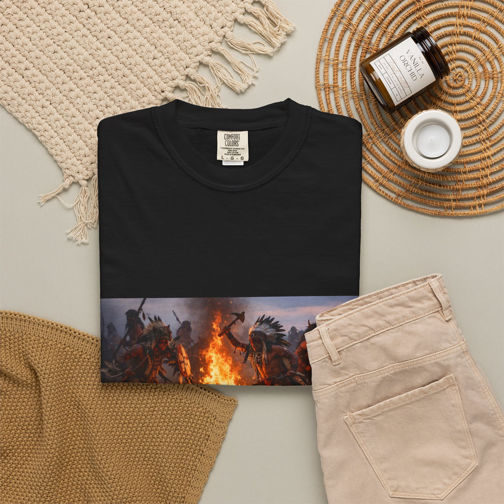 Campfire Warriors T-Shirt – Vintage Bonfire Battle Graphic