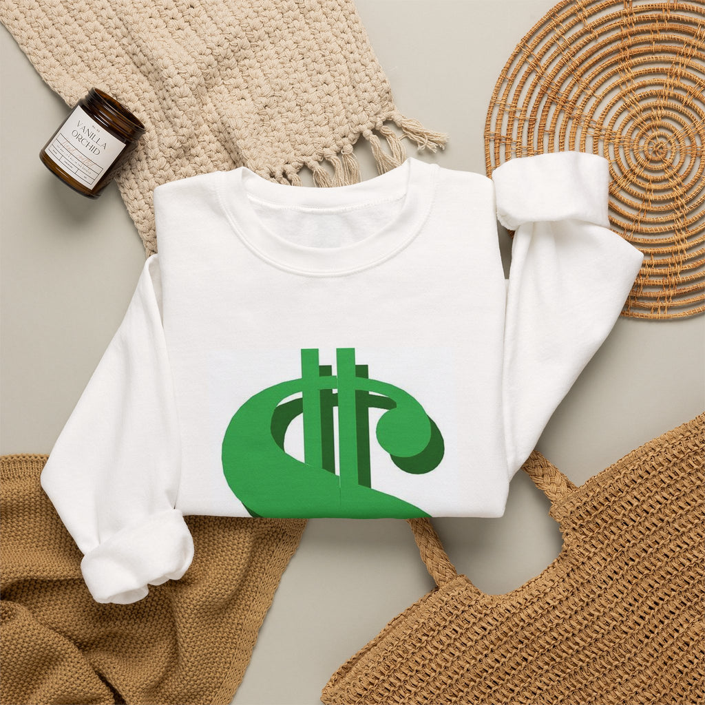 Dollar Sign Crewneck Sweatshirt — Bold Green  Symbol Graphic