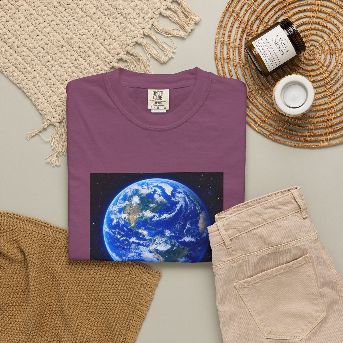 Earth Print T-Shirt — "We Only Get One!" Environmental Awareness Tee
