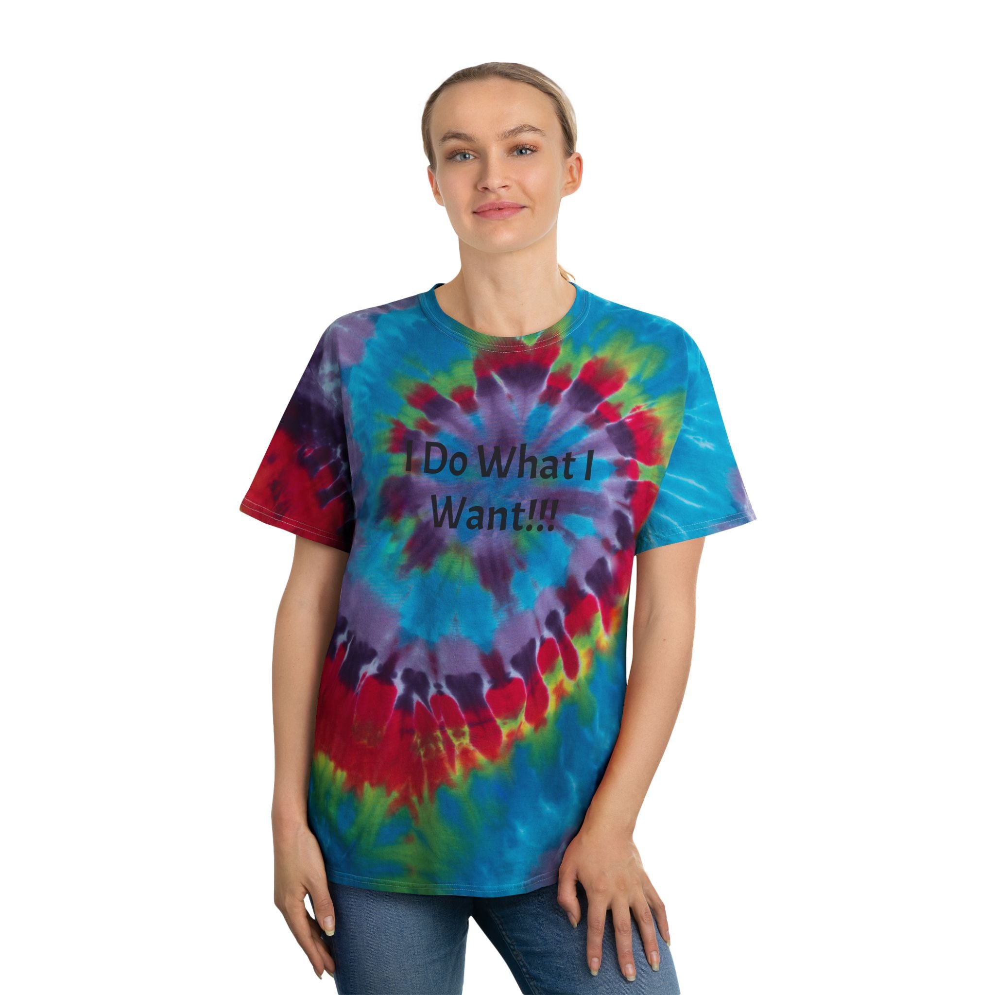 Pastel Spiral Tie-Dye Tee — "I Do What I Want!!!" Graphic
