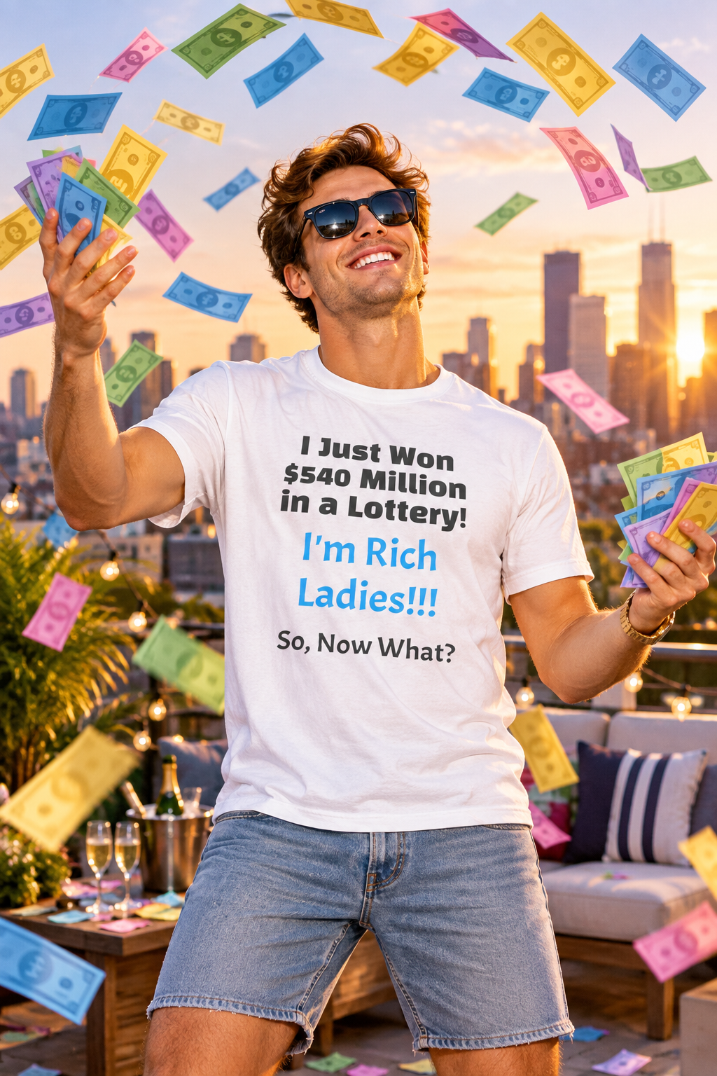Lottery Winner T‑Shirt — "I Just Won 540 Million in a Lottery! So, Now What?"