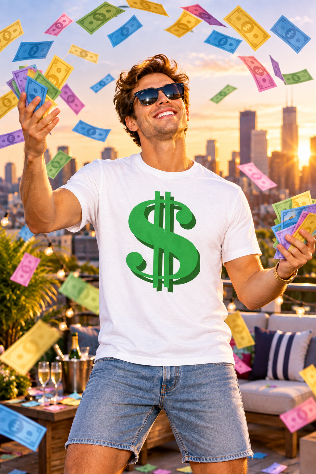 Dollar Sign Graphic Tee — Green Money Symbol T-Shirt