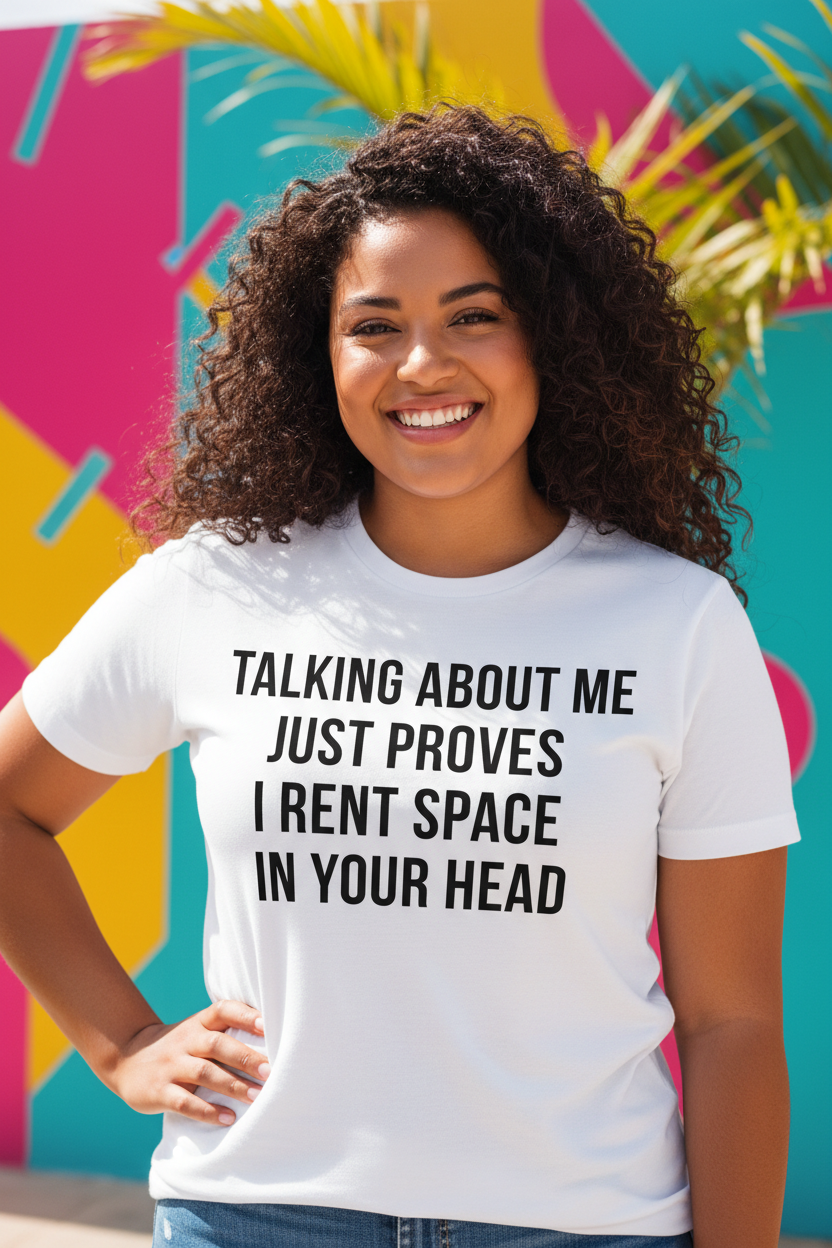 Crewneck Sweatshirt — “Talking About Me Just Proves I Rent Space In Your Head” Funny Slogan Pullover